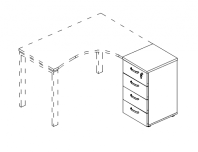 Тумба приставная 4-х ящичная с замком А4 9223 