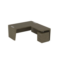 Стол для руководителя правый с приставкой на малой тумбе и фронтальной панелью Premium ПМ 151