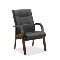 Кресло Империя экокожа премиум / черная CN1114/ дерево - орех гамильтон Кресло Империя экокожа премиум / черная CN1114/ дерево - орех гамильтон