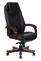 Кресло Бюрократ T-9924WALNUT черная кожа Кресло Бюрократ T-9924WALNUT черная кожа