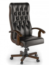 Кресло Status plus экокожа премиум черная CN1114/дерево - дуб мелвилл