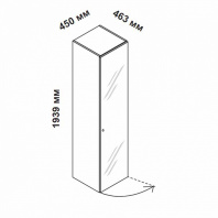 156924 - Шкаф для кабинета высокий узкий со стеклянной дверцей и замком, правосторонний Enosi Evo 156924 - Шкаф для кабинета высокий узкий со стеклянной дверцей и замком, правосторонний Enosi Evo
