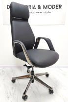 Кресло Гермес А кожа черная крестовина - темный хром