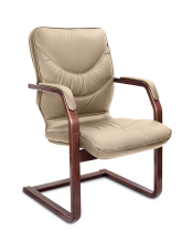 Кресло Multi-Office Leeds Wood C бежевая кожа