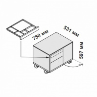 156211 - Тумбочка подкатная с двумя ящиками (с внутренним органайзером) и одной дверцей правосторонней или левосторонней 156211 Enosi Evo 156211 - Тумбочка подкатная с двумя ящиками (с внутренним органайзером) и одной дверцей правосторонней или левосторонней 156211 Enosi Evo