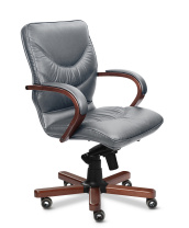 Кресло Multi Office Leeds Wood B серая кожа Кресло Multi Office Leeds Wood B серая кожа