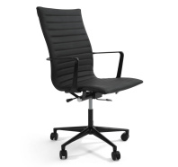 Кресло Sharp A высокая спинка черная кожа Кресло Sharp A высокая спинка черная кожа