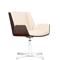 Кресло Overtime с низкой шпонированной спинкой на крестовине без колес (По запросу) кожа Madras (заказ от 5 шт.)	