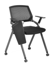Стул CLIP со столиком черный сетка на колесиках