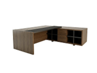 Стол письменный вставка из кожи с приставкой Freeport F014 правый шпон матовый Стол письменный вставка из кожи с приставкой Freeport F014 правый шпон матовый