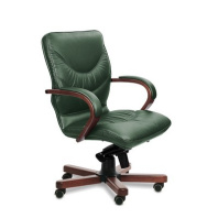 Кресло Multi Office Leeds Wood B зеленая кожа Кресло Multi Office Leeds Wood B зеленая кожа