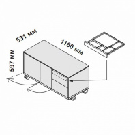 156213 - Тумбочка подкатная с двумя ящиками (с внутренним органайзером) и двумя дверцами левосторонними 156213 Enosi Evo 156213 - Тумбочка подкатная с двумя ящиками (с внутренним органайзером) и двумя дверцами левосторонними 156213 Enosi Evo