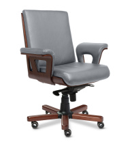 Кресло Cadis B серая кожа / темный орех Кресло Cadis B серая кожа / темный орех