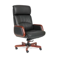 Кресло РИО СП ЭКС кожа черная/дерево орех Кресло РИО СП ЭКС кожа черная/дерево орех