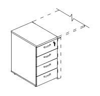 Тумба приставная 4-х ящичная с замком А4 9220 