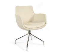 FELICIA Кресло крутящееся, хром Бежевый Кожа
