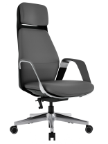 Кресло Гермес А серая / черная кожа