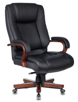 Кресло Бюрократ T-9925WALNUT кожа черная Кресло Бюрократ T-9925WALNUT кожа черная
