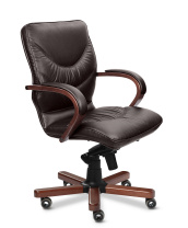 Кресло Multi Office Leeds Wood B коричневая кожа Кресло Multi Office Leeds Wood B коричневая кожа