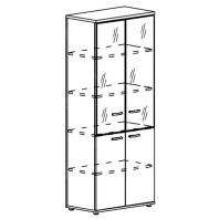 Шкаф для документов со стеклянными дверьми в алюминиевой рамке (задняя стенка ДСП) А4 9390  Шкаф для документов со стеклянными дверьми в алюминиевой рамке (задняя стенка ДСП) А4 9390