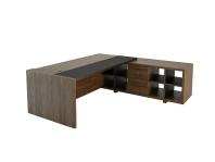 Стол руководителя Freeport F022 с приставкой письменный правый шпон матовый Стол руководителя Freeport F022 с приставкой письменный правый шпон матовый