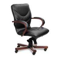 Кресло Multi Office Leeds Wood B черная кожа Кресло Multi Office Leeds Wood B черная кожа
