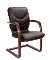 Кресло Multi-Office Leeds Wood C коричневая кожа