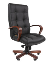 Кресло Chairman 424 WD кожа черная