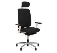 Кресло DION W 870 1DW alum SLW 50 headrest ткан черная/ белый каркас Кресло DION W 870 1DW alum SLW 50 headrest ткан черная/ белый каркас