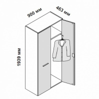 156934 - Шкаф для кабинета высокий со штангой для одежды, двумя глухими дверцами с бесшумным закрыванием и замком Enosi Evo 156934 - Шкаф для кабинета высокий со штангой для одежды, двумя глухими дверцами с бесшумным закрыванием и замком Enosi Evo