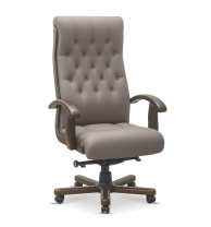 Кресло Status plus натуральная кожа чёрная NL01/ дерево - дуб мелвилл