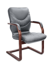 Кресло Multi-Office Leeds Wood C серая кожа