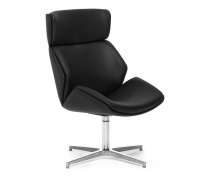 Кресло Charm High Wood Lounge черный кожа Кресло Charm High Wood Lounge черный кожа