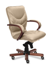 Кресло Multi Office Leeds Wood B бежевая кожа Кресло Multi Office Leeds Wood B бежевая кожа
