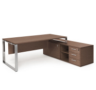 EXE Стол руководителя на опорной тумбе L229 хром 101 106  EXE Стол руководителя на опорной тумбе L229 хром 101 106