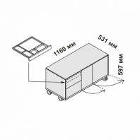 156212 - Тумбочка подкатная с двумя ящиками (с внутренним органайзером) и двумя дверцами правосторонними 156212 Enosi Evo 156212 - Тумбочка подкатная с двумя ящиками (с внутренним органайзером) и двумя дверцами правосторонними 156212 Enosi Evo