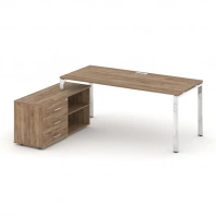 Стол руководителя на металлокаркасе (П-60x30) с тумбой левый Style Project Direct Lux M-SN-6P.SRG-015.M Стол руководителя на металлокаркасе (П-60x30) с тумбой левый Style Project Direct Lux M-SN-6P.SRG-015.M