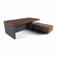 Jera 159933 Стол руководителя с левой боковой опорой, правой тумбой и глухой фронтальной панелью 