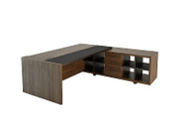 Стол письменный вставка из кожи с приставкой Freeport F012 правый шпон матовый Стол письменный вставка из кожи с приставкой Freeport F012 правый шпон матовый