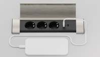 Блок розеток с откидной крышкой (3 розетки, USB-A, USB-C) G4103Q-2AC.N Серебро/Черный 